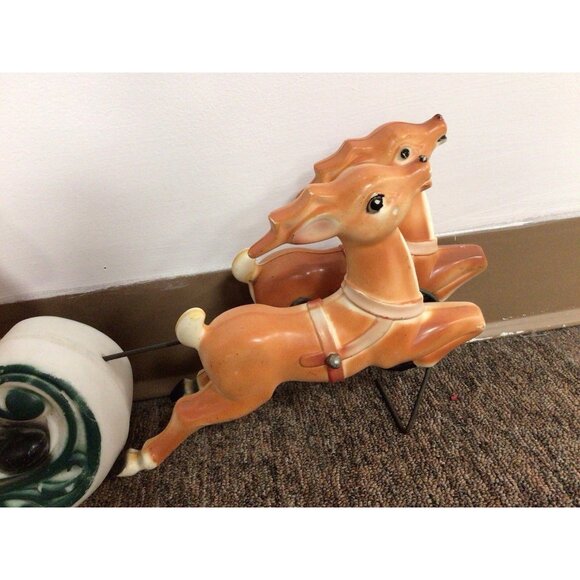 Empire Blow Mold Christmas Santa Sleigh 2 Reindeer 1970 - Picture 8 of 8